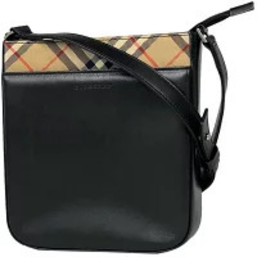 Burberry Check Shoulder Bag Leather Black